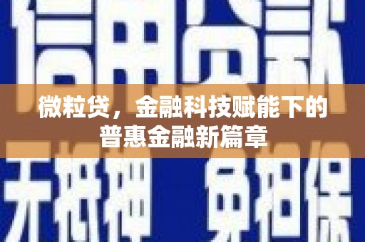 坪林微粒贷，金融科技赋能下的普惠金融新篇章