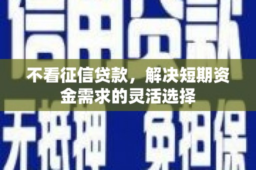 坪林不看征信贷款，解决短期资金需求的灵活选择