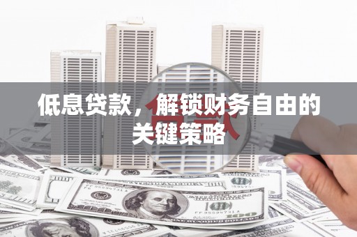 坪林低息贷款，解锁财务自由的关键策略
