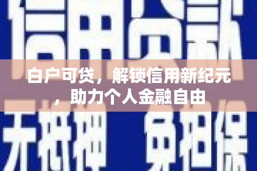 坪林白户可贷，解锁信用新纪元，助力个人金融自由