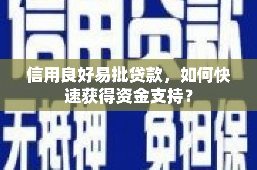坪林信用良好易批贷款，如何快速获得资金支持？