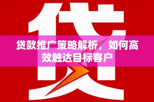 坪林贷款推广策略解析，如何高效触达目标客户