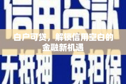 坪林白户可贷，解锁信用空白的金融新机遇