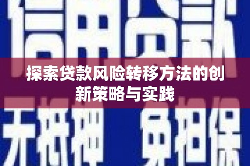 坪林探索贷款风险转移方法的创新策略与实践